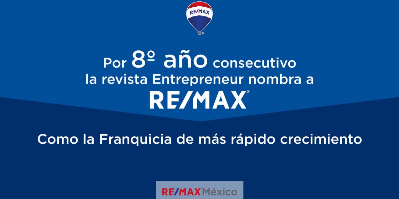 Por 8º año, RE/MAX es catalogada como la Franquicia de más rápido crecimiento